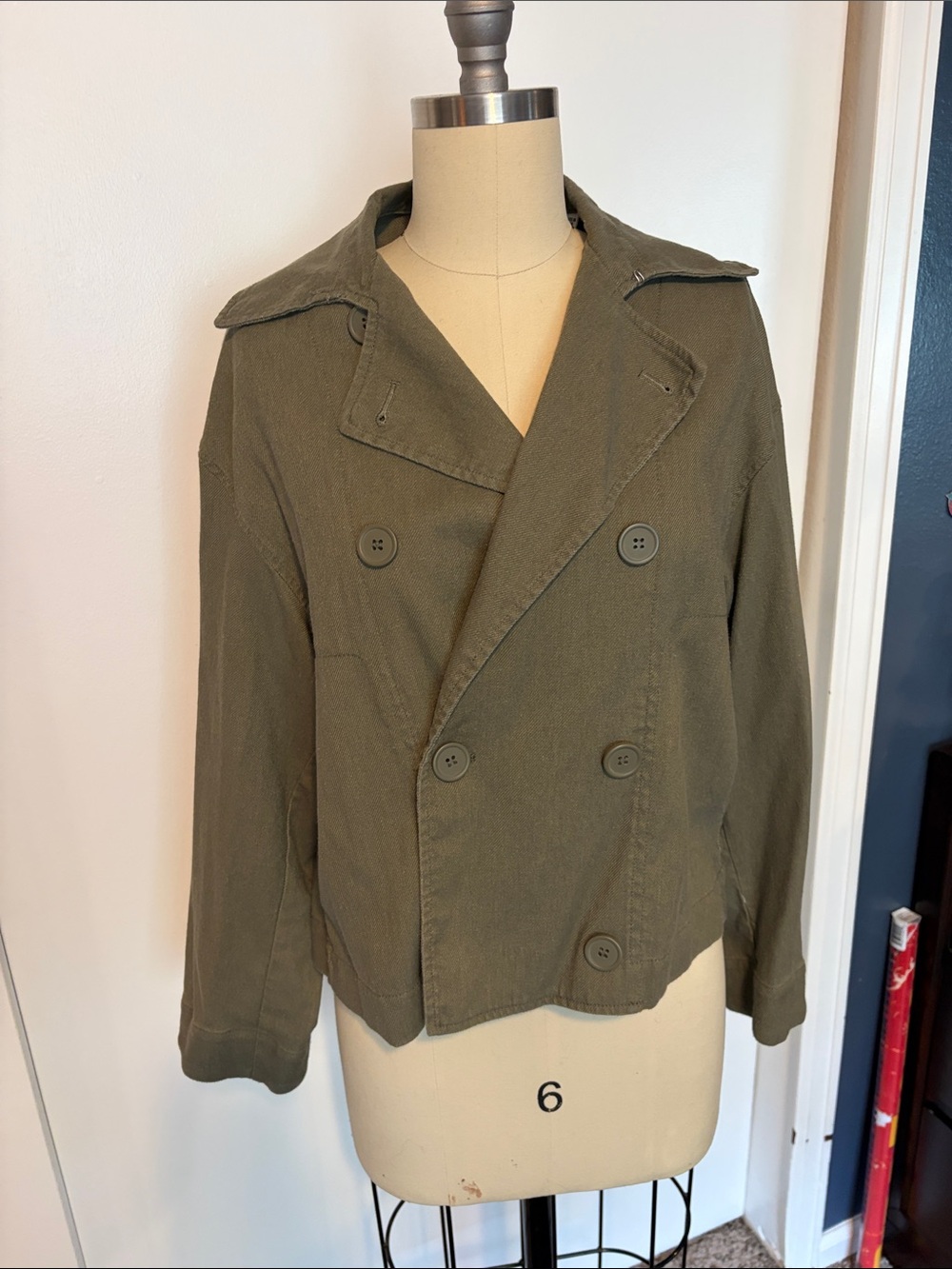 Olive Green Double-Breasted Women’s Light Jacket